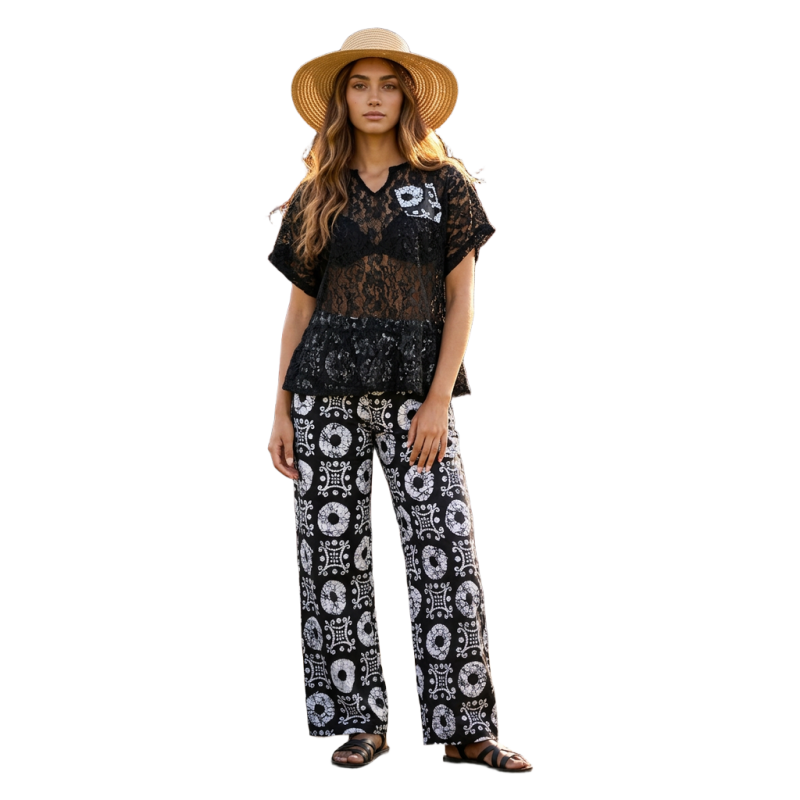 Achalugo Onyx Lace & Batik Trouser Set